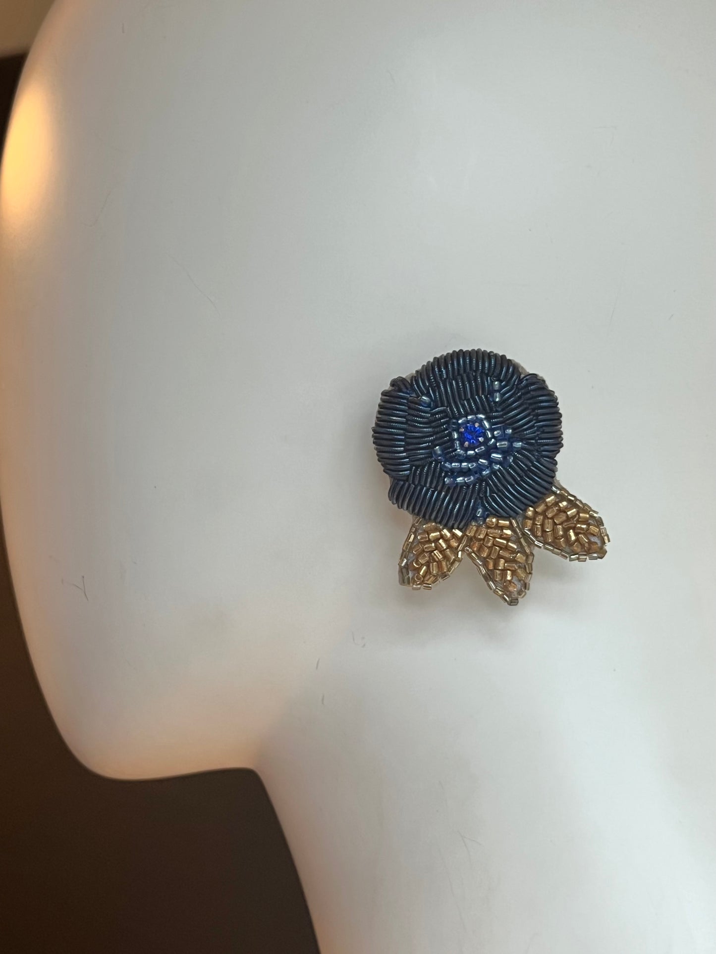 Olivia Dar Beaded Rose Earring pair - Navy