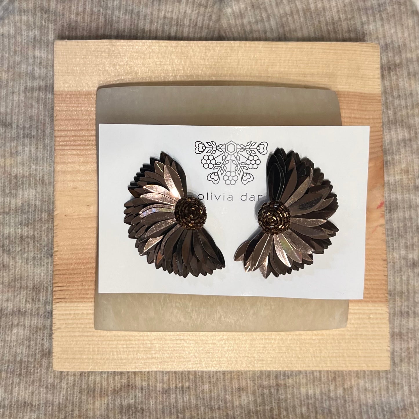 Olivia Dar Marigold Earring Pair Brown