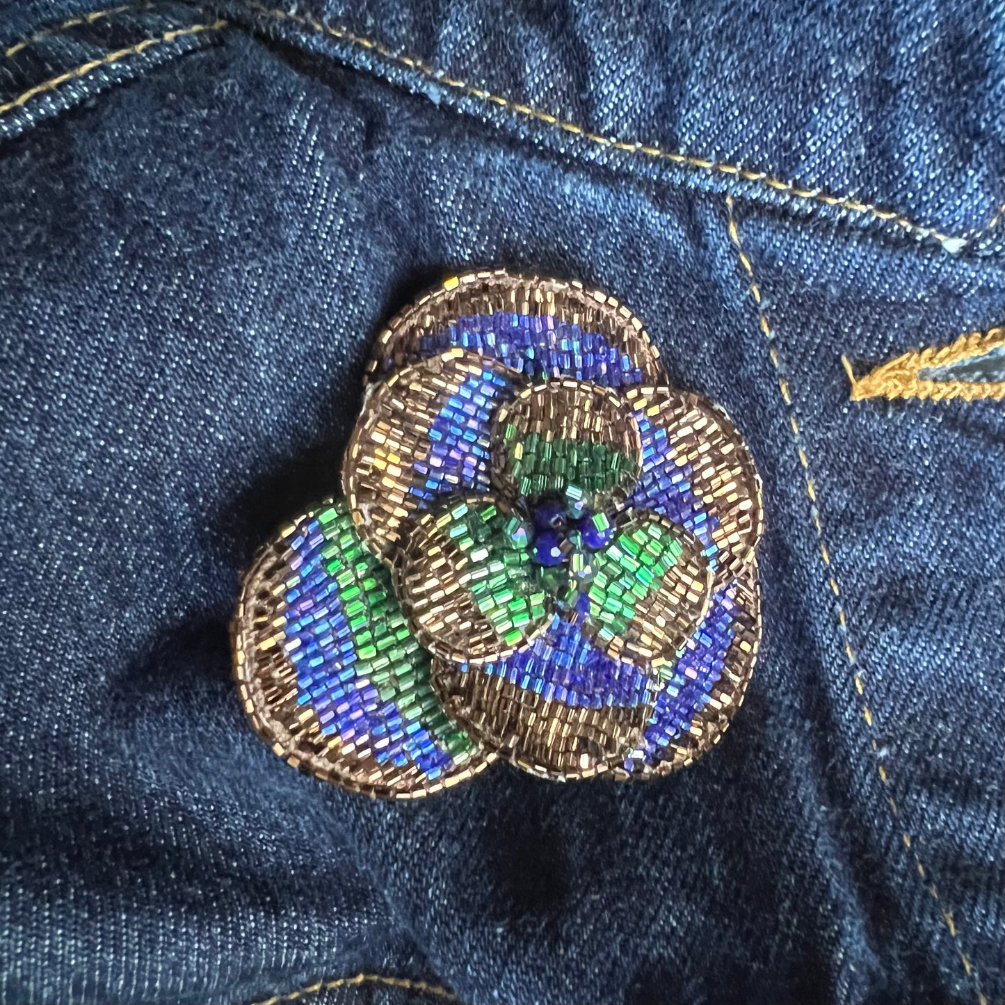 Olivia Dar Camelia Brooch Blue