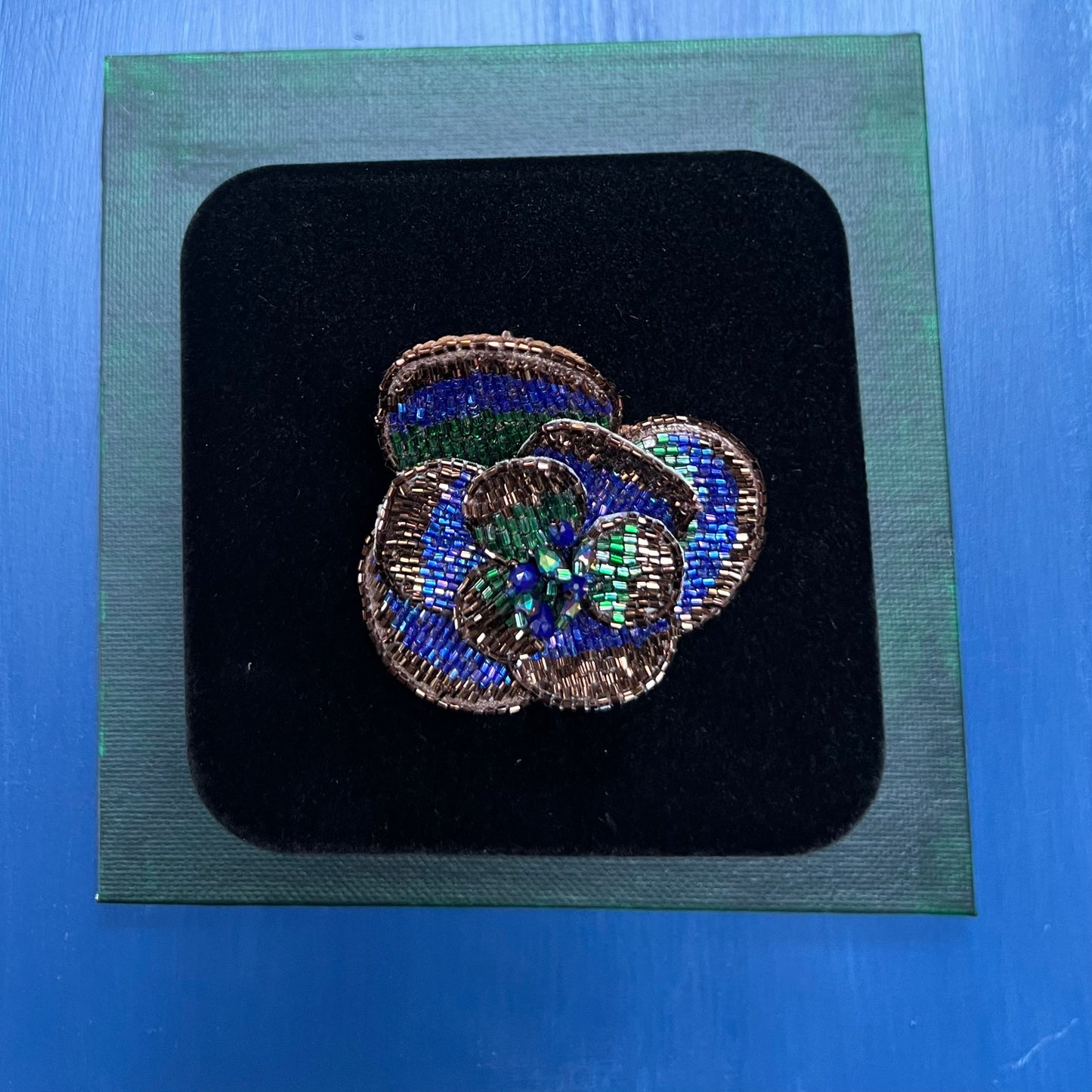 Olivia Dar Camelia Brooch Blue