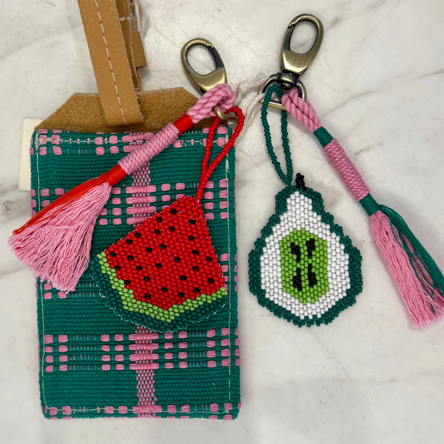 Mercado Global Pear Beaded Key Chain