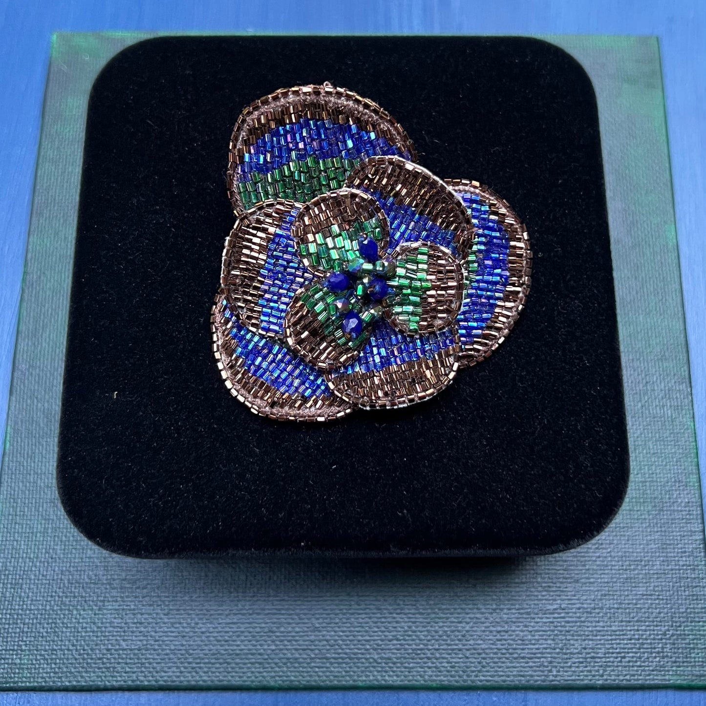 Olivia Dar Camelia Brooch Blue