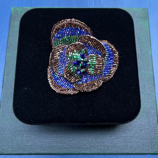Olivia Dar Camelia Brooch Blue