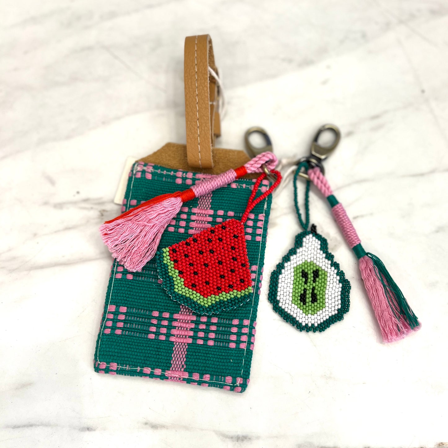 Mercado Global Pear Beaded Key Chain