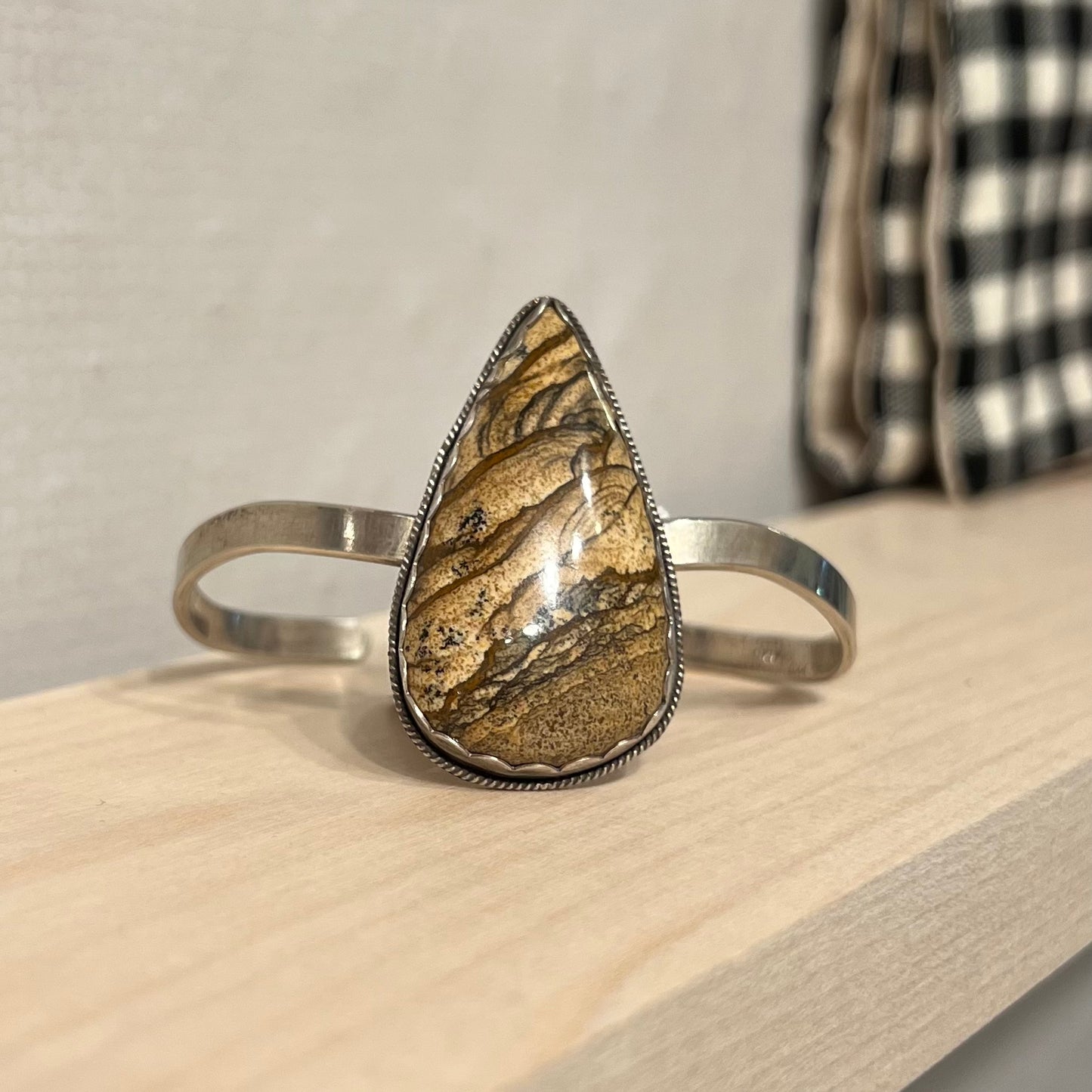 Stone Cooper Sterling Silver Jasper stone cuff