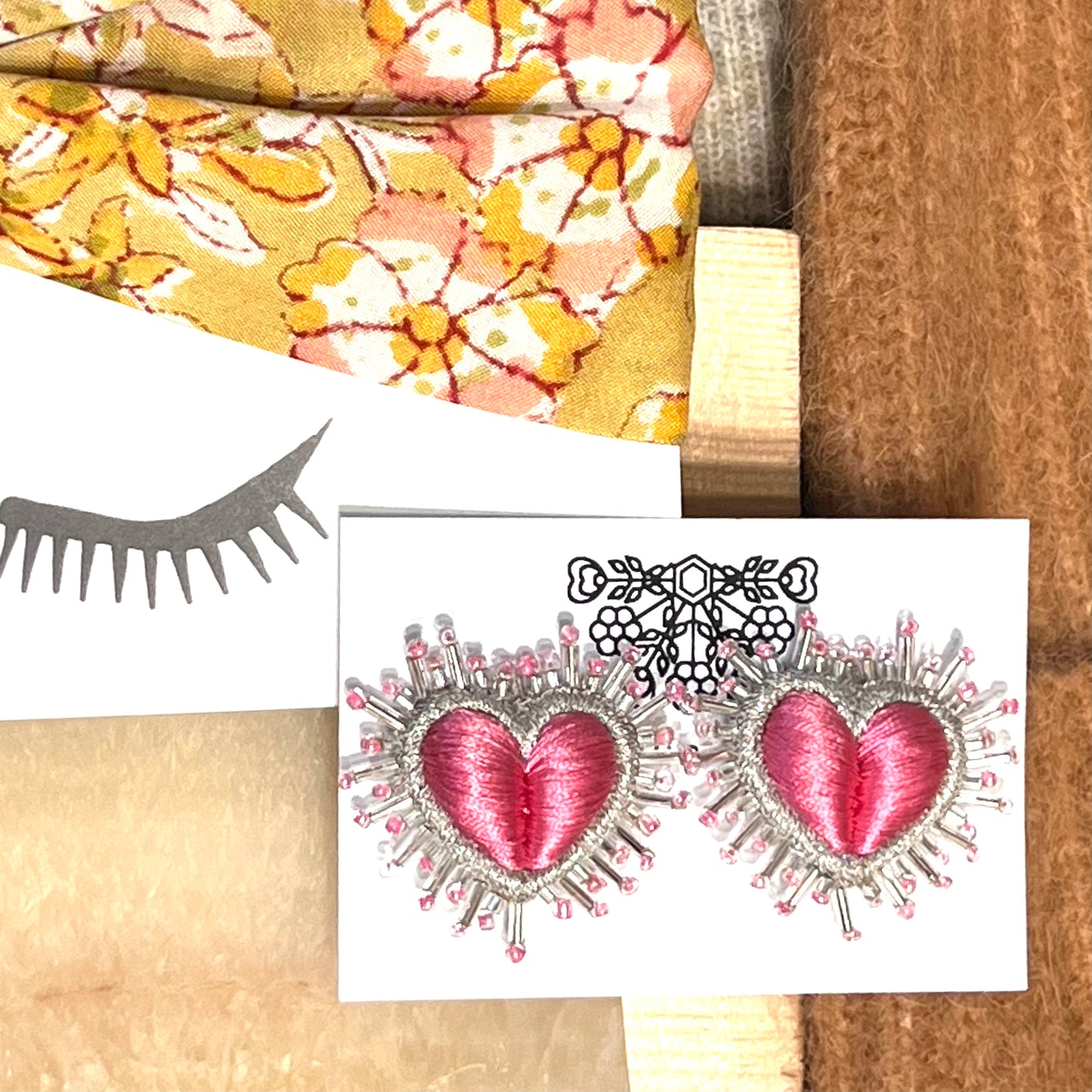 Olivia Dar Sparkle Heart Silk Earring pair