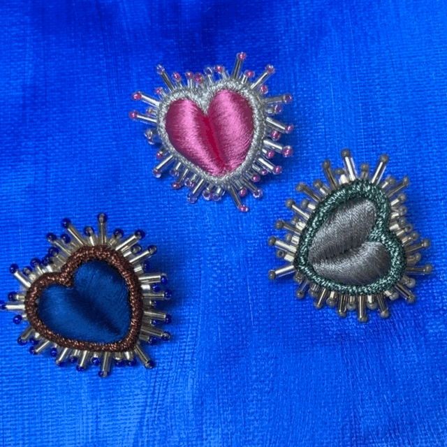 Olivia Dar Sparkle Heart Silk Earring pair Grey