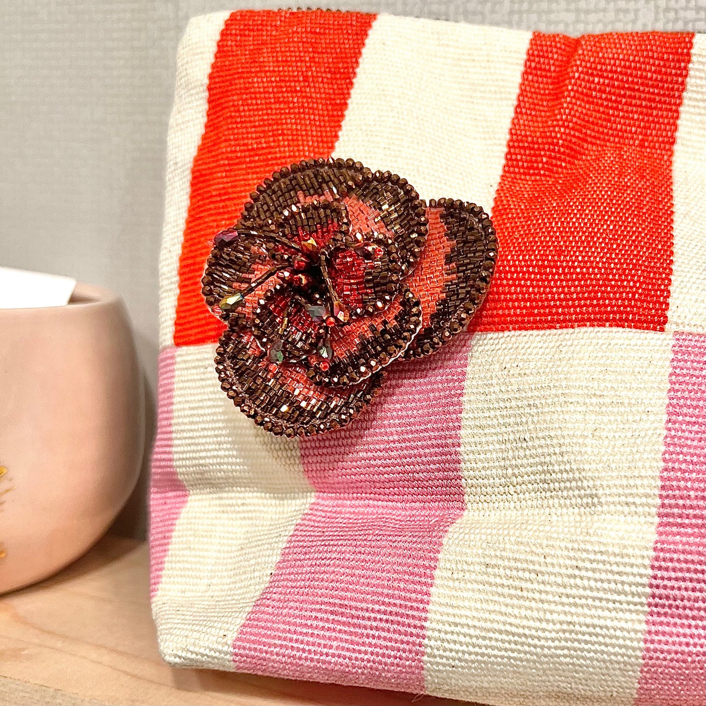 Olivia Dar Camelia Brooch Pink
