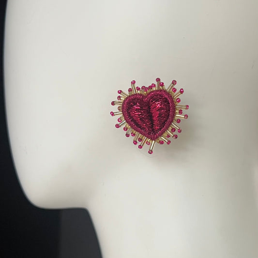 Olivia Dar earring pair - Sparkle Heart Fuchsia