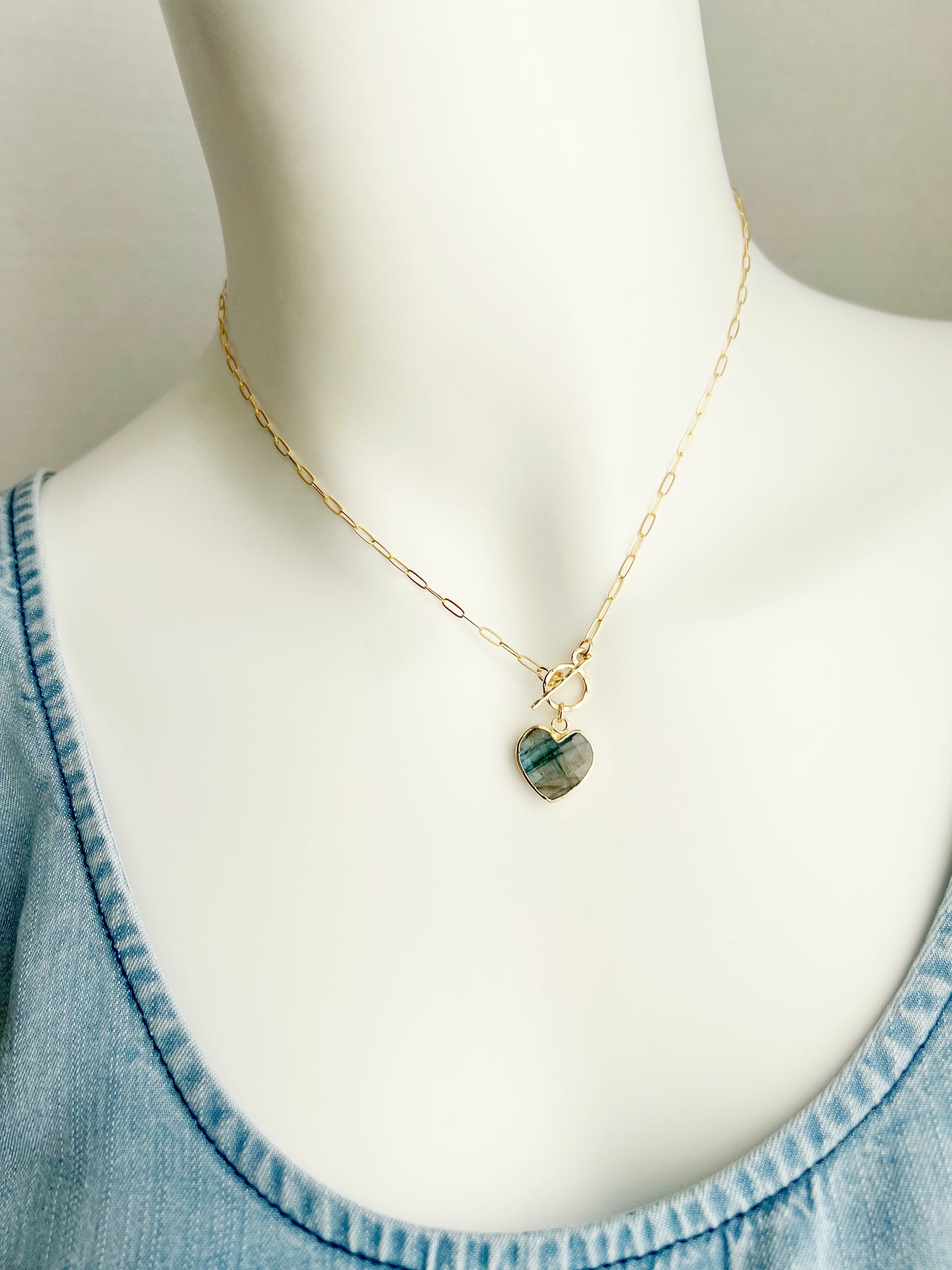 Stone Cooper Labradorite heart necklace