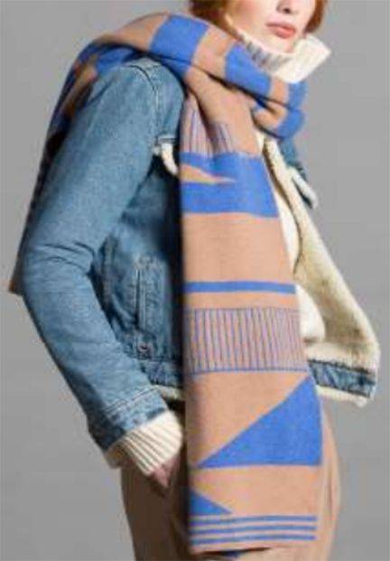 Green Thomas SEMAPHORE BLANKET SCARF Blue Camel