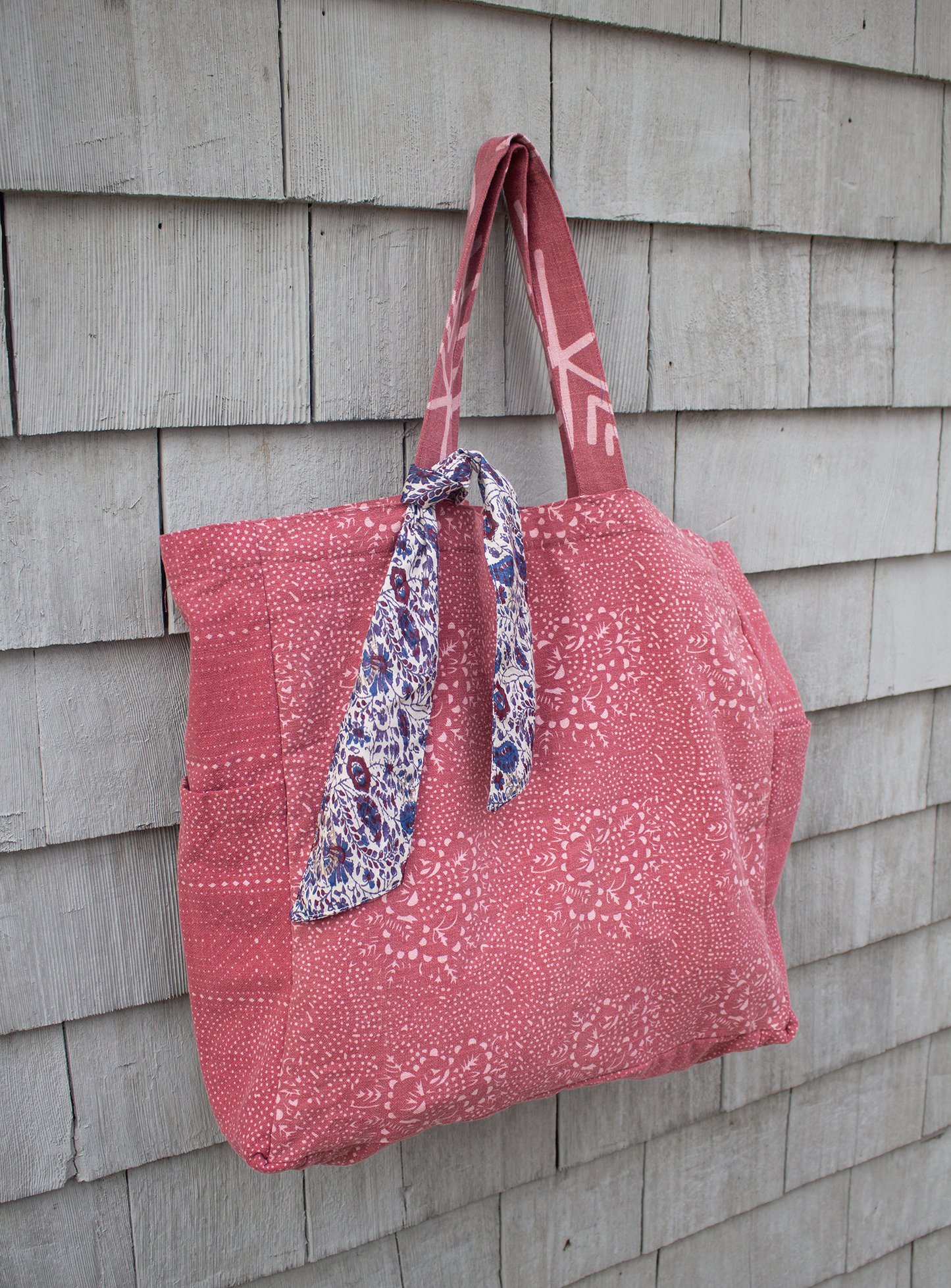 M.A.B.E Mari Print cotton tote Red