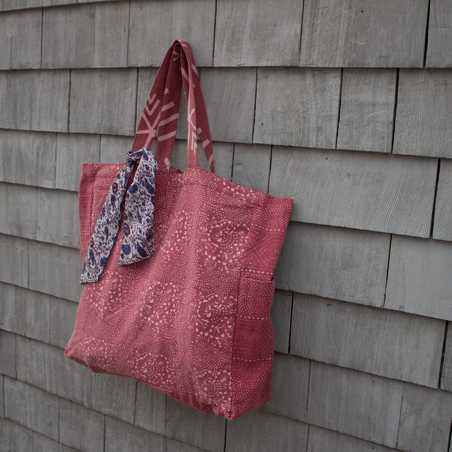 M.A.B.E Mari Print cotton tote Red