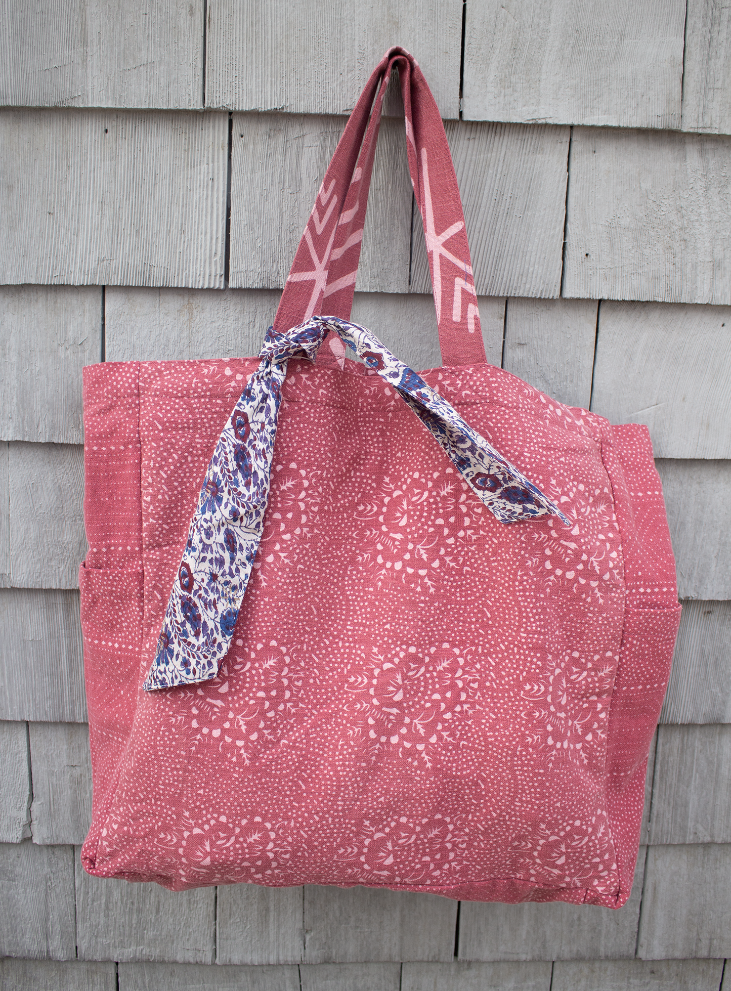 M.A.B.E Mari Print cotton tote Red