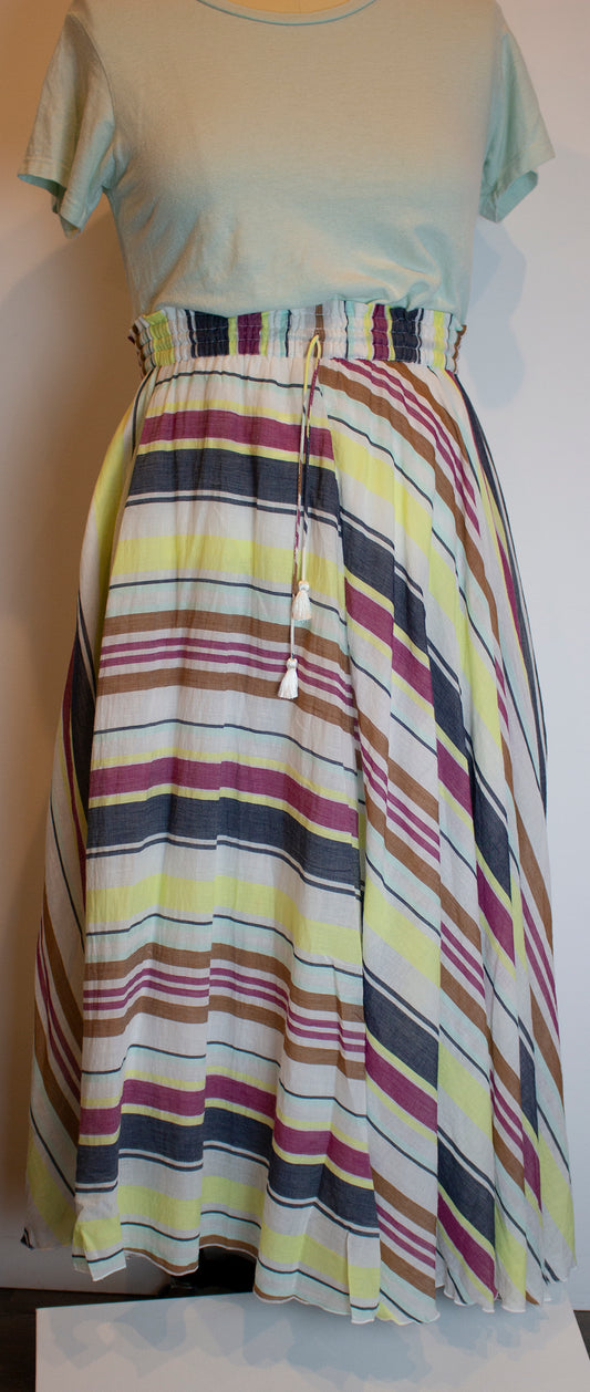 Ne Quittez Pas Voile Multi Stripe Skirt