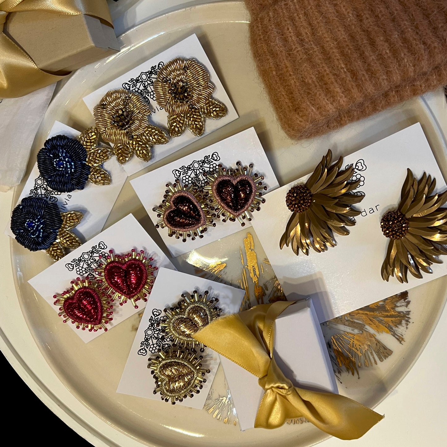 Olivia Dar earring pair - Sparkle Heart Bronze