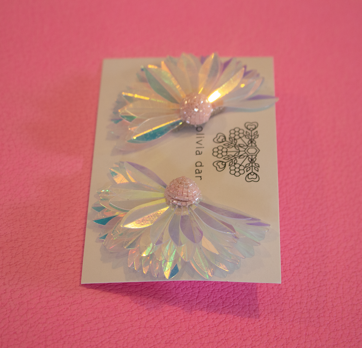 Olivia Dar Marguerite Pink earring pair