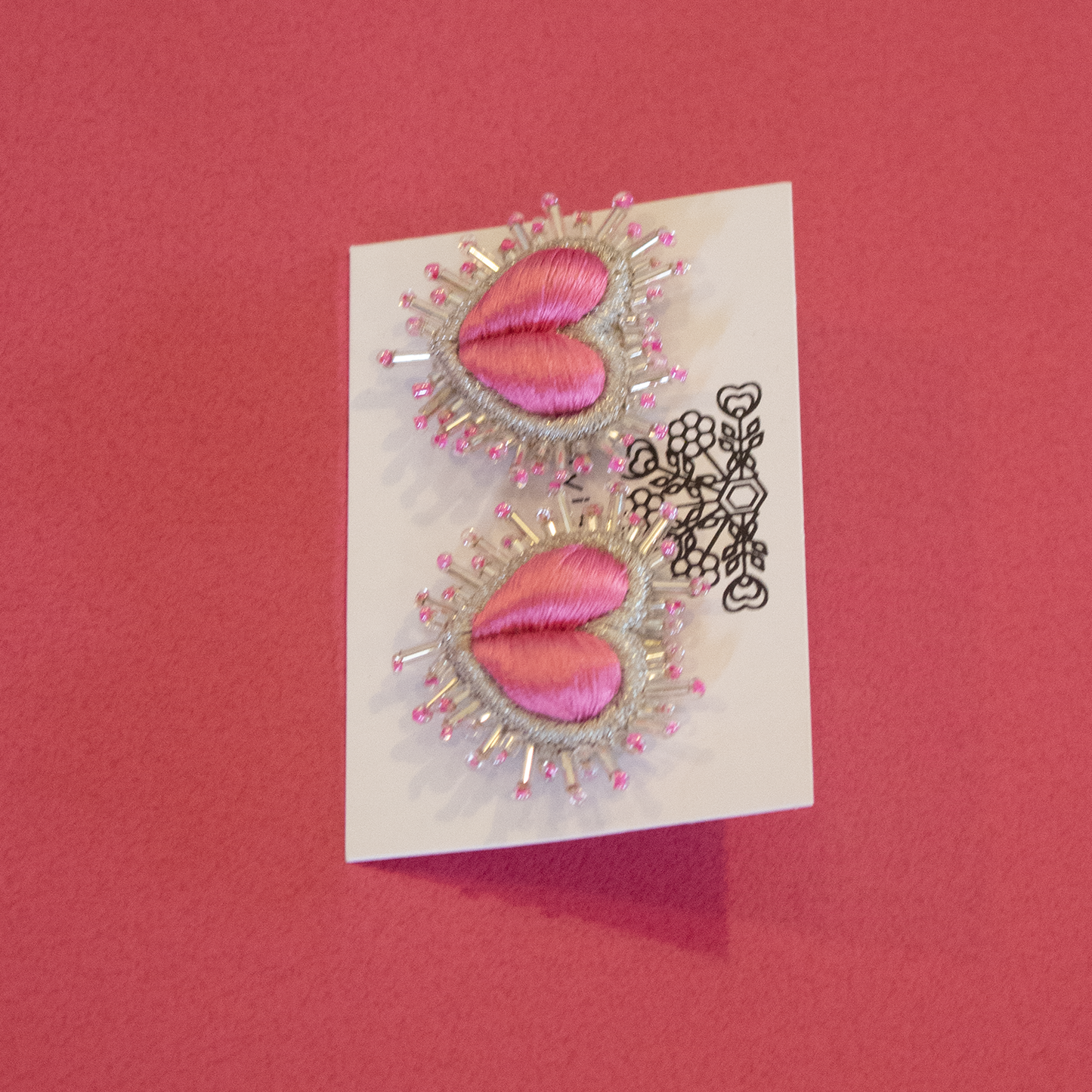 Olivia Dar Sparkle Heart Silk Earring pair