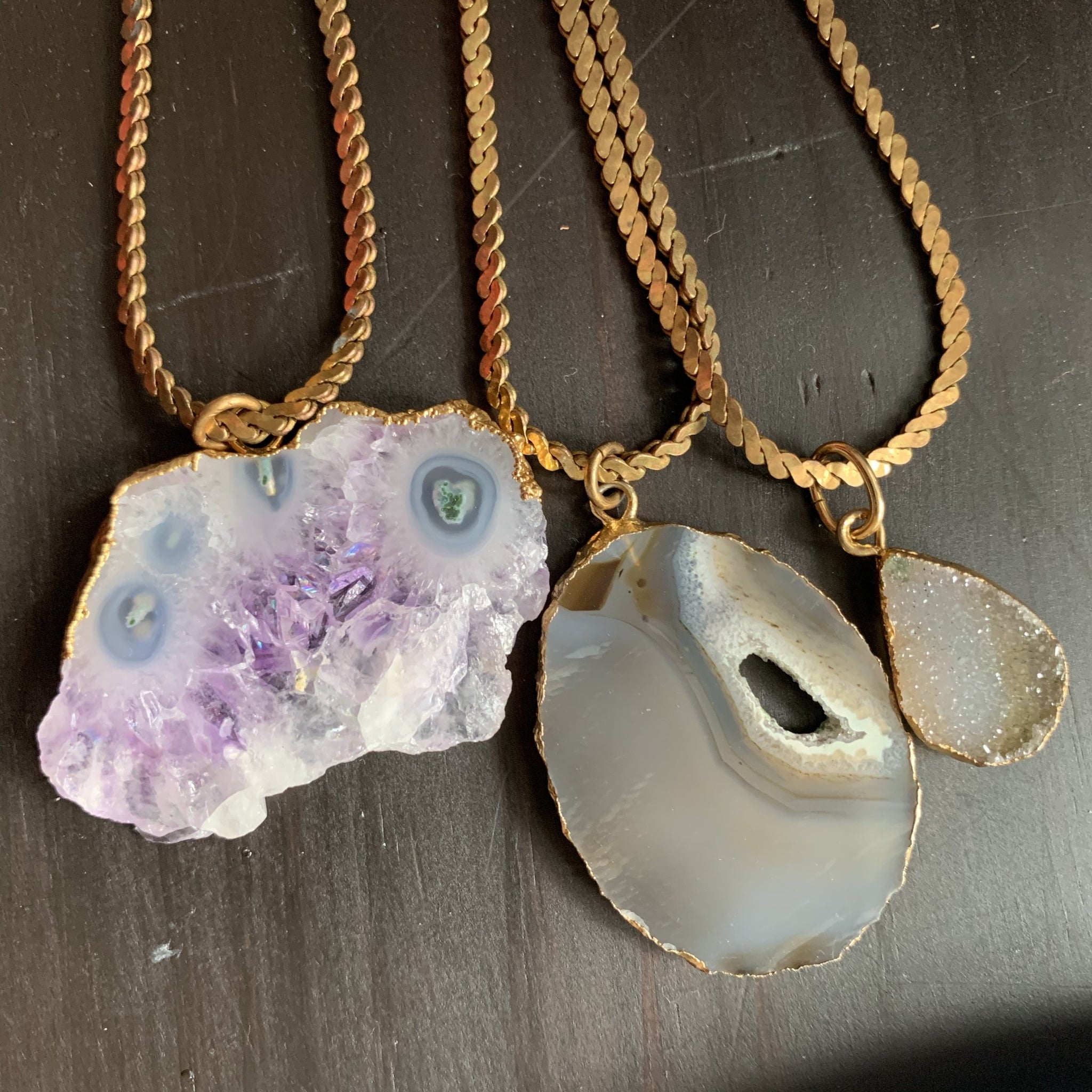 Stone Cooper Necklace - Natural stone with Vintage chain