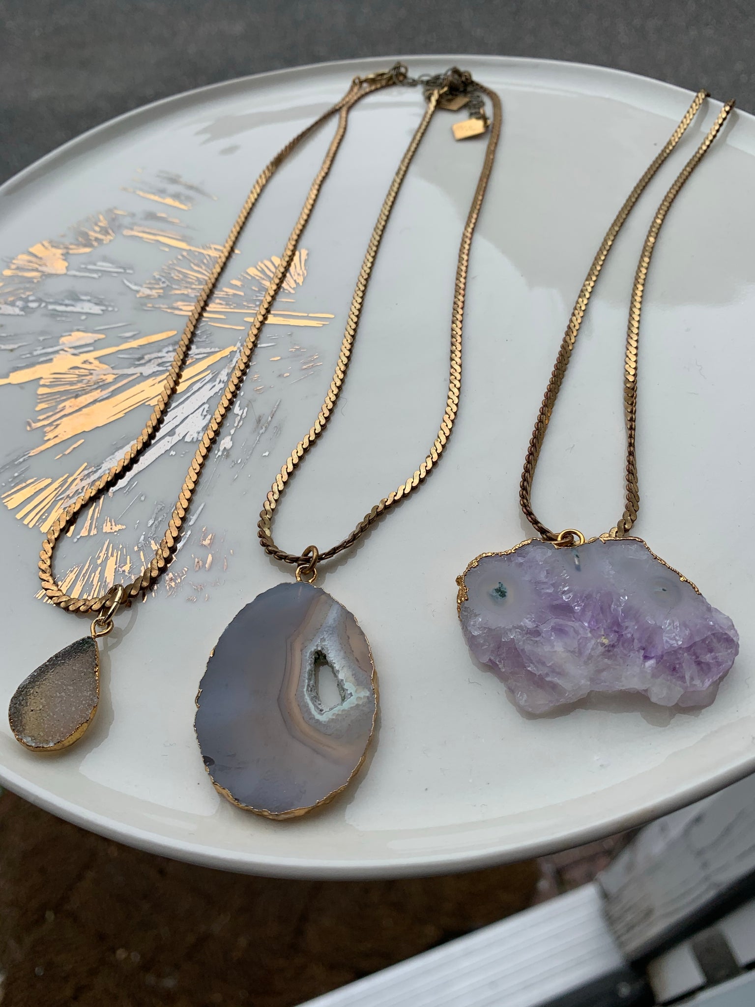 Stone Cooper Necklace - Natural stone with Vintage chain