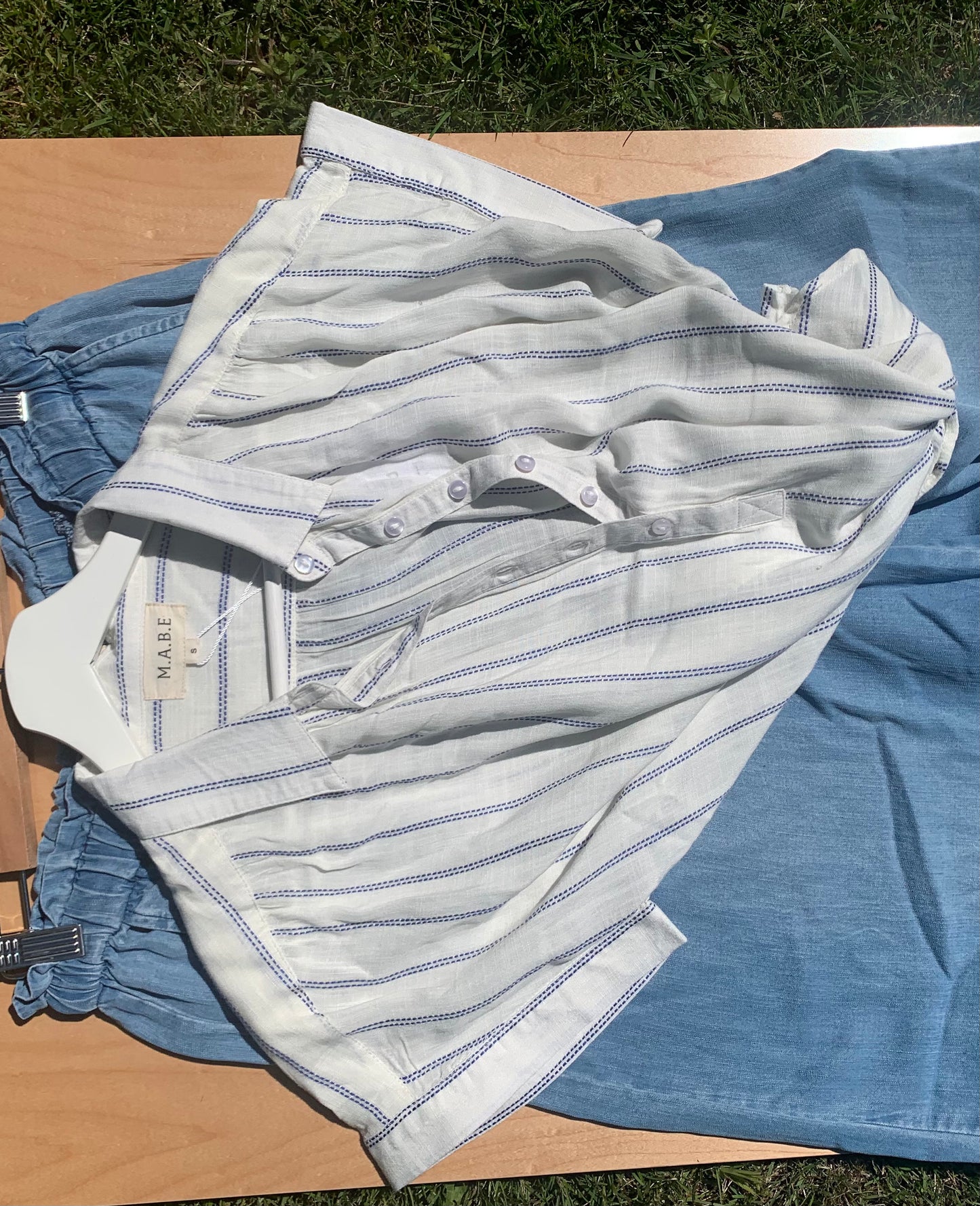 MABE Ecru Stripe Remi Top