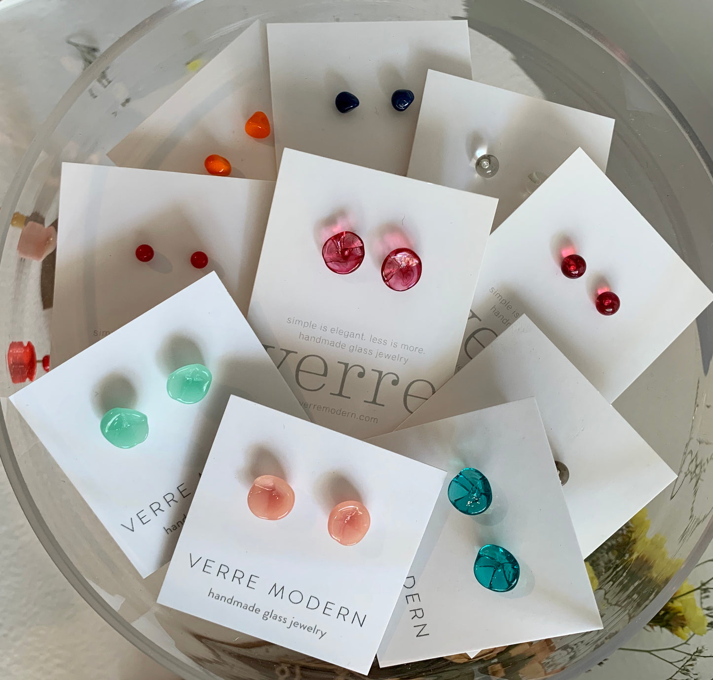 Verre Modern Kali flower earrings Peach