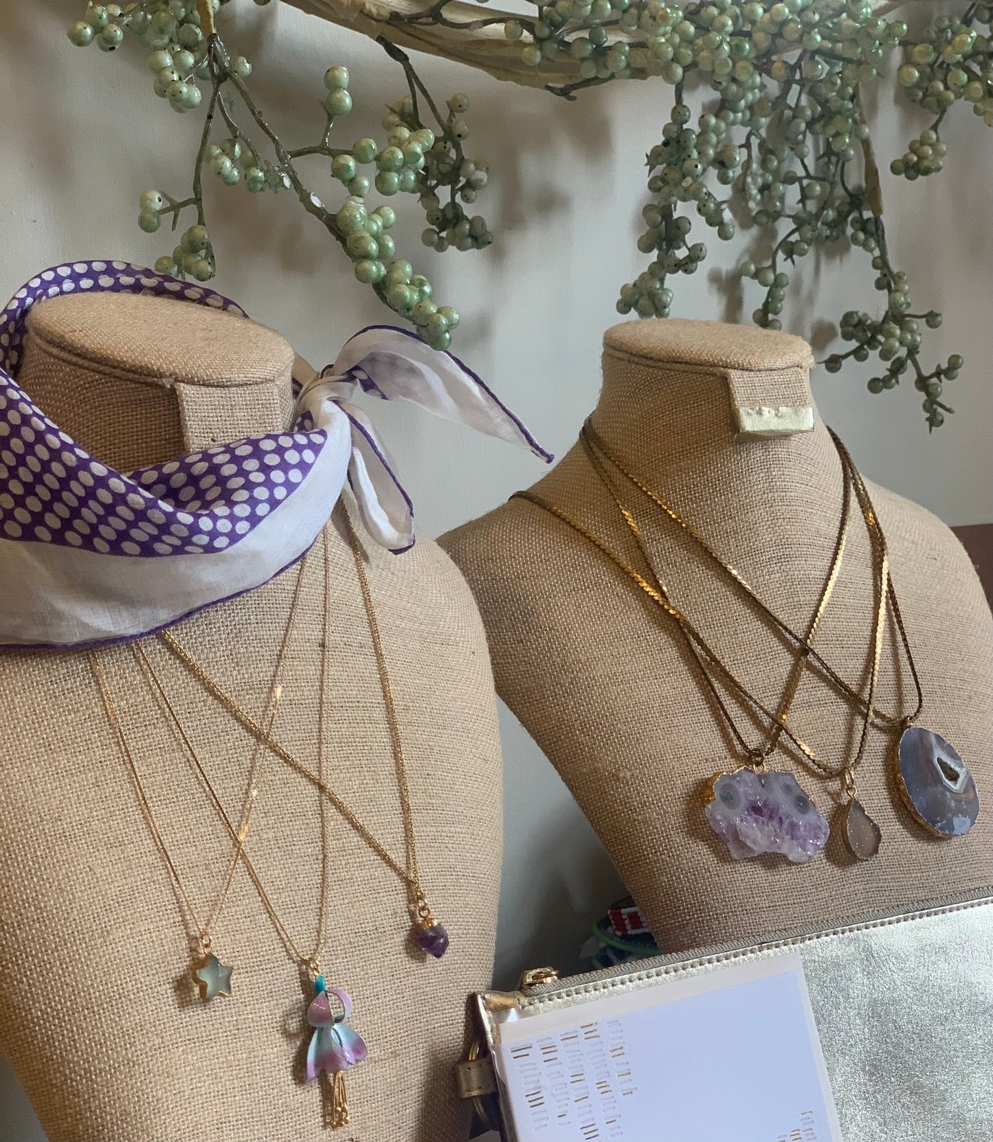 Stone Cooper Necklace - Natural stone with Vintage chain