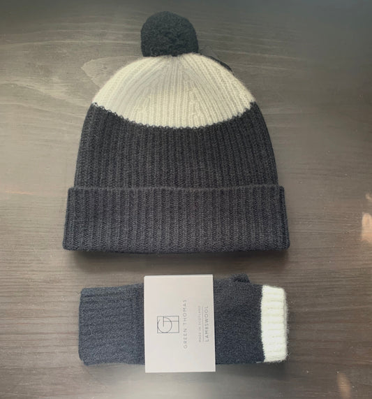 Green Thomas Pom Hat Merino lambswool Black
