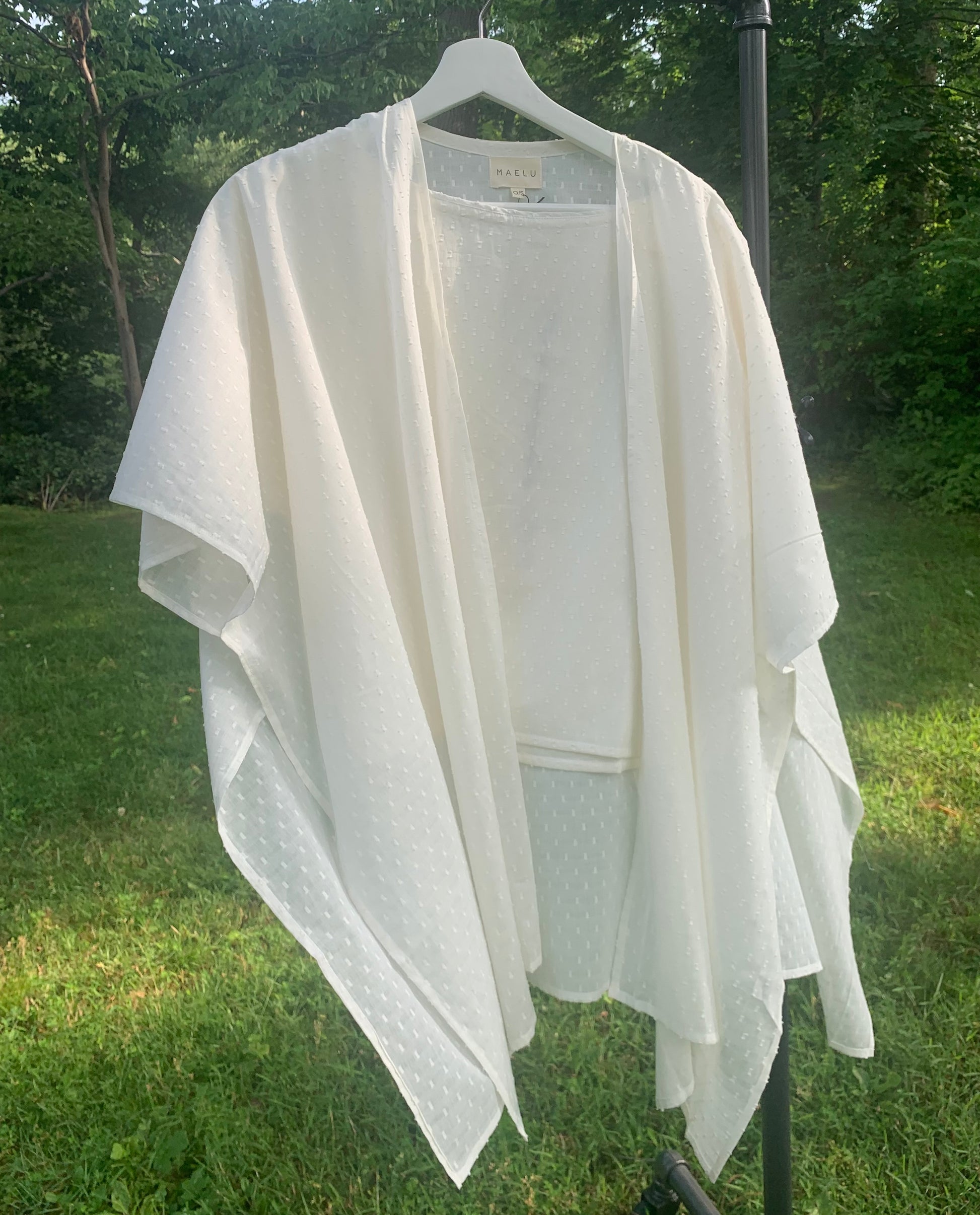 Maelu Designs Box top with short Kimono style in White Selene