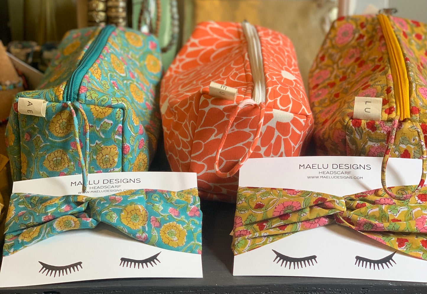 Maelu Designs Makeup bag with Headscarf