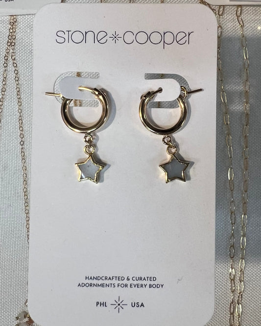 Stone Cooper Mother of pearl star earring pair