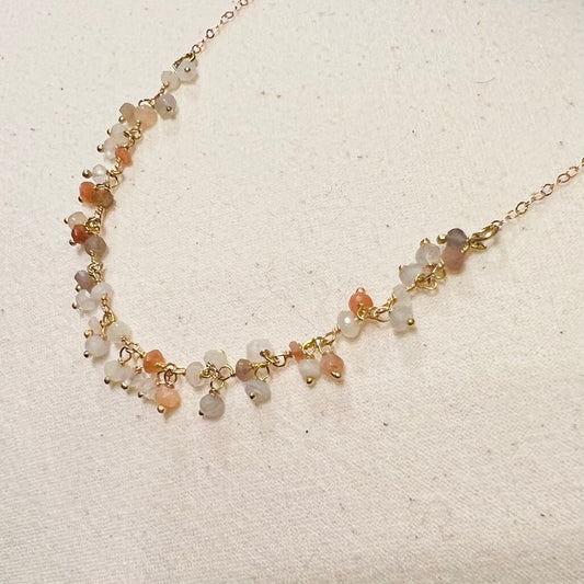 Necklace with Moonstone Droplet beads