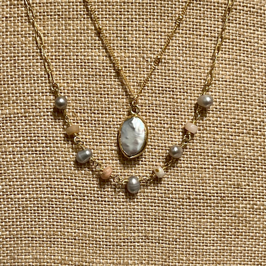 Stone Cooper Pearl mix necklace