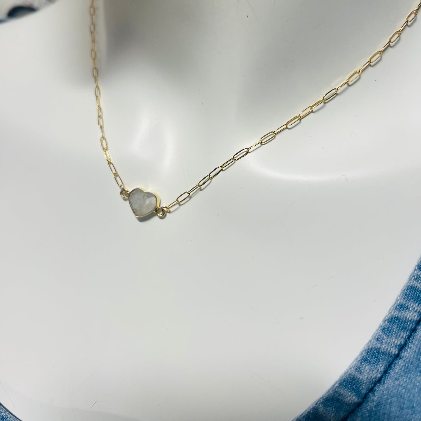 Stone Cooper Moonstone Heart inset necklace