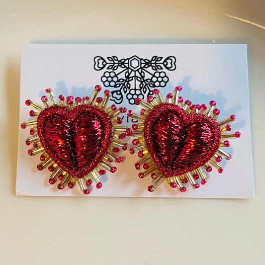 Olivia Dar earring pair - Sparkle Heart Fuchsia