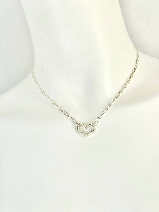 Stone Cooper Heart carabiner necklace