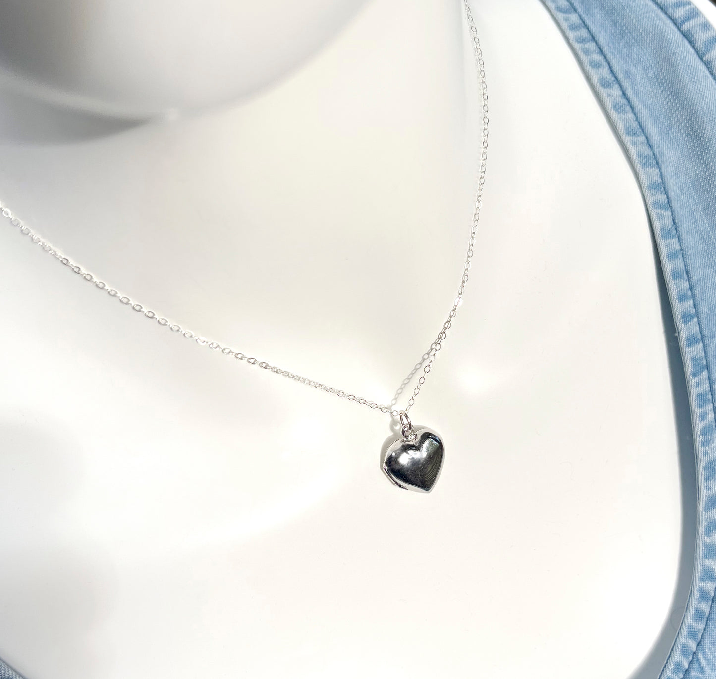 Stone Cooper Puff Heart Locket