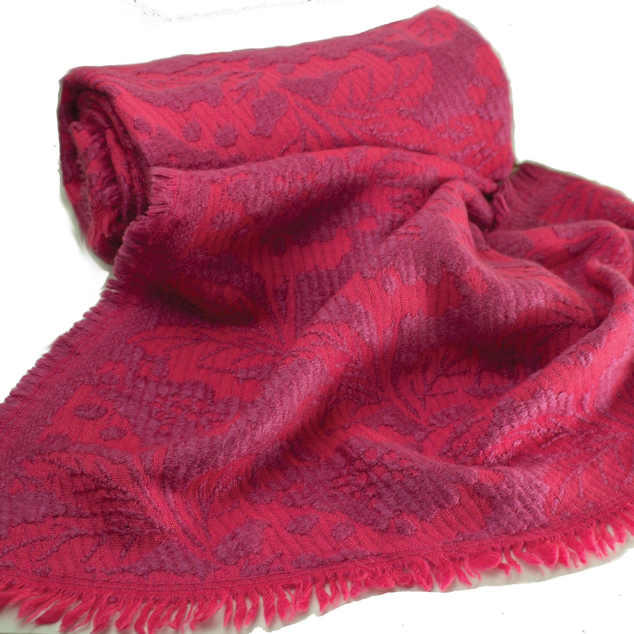 ne Quittez pas - Pink wrap / throw with lavender soft brocade Wool