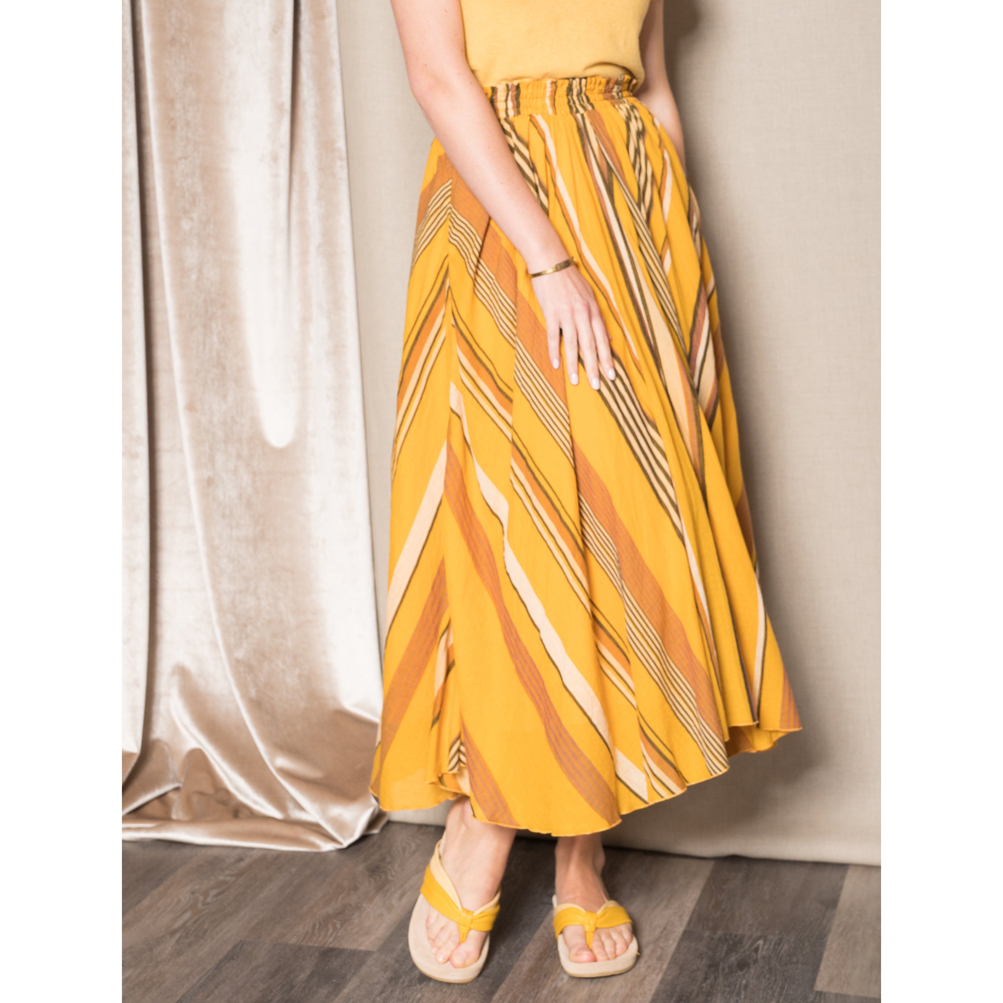 Ne Quittez Pas stripe mustard skirt