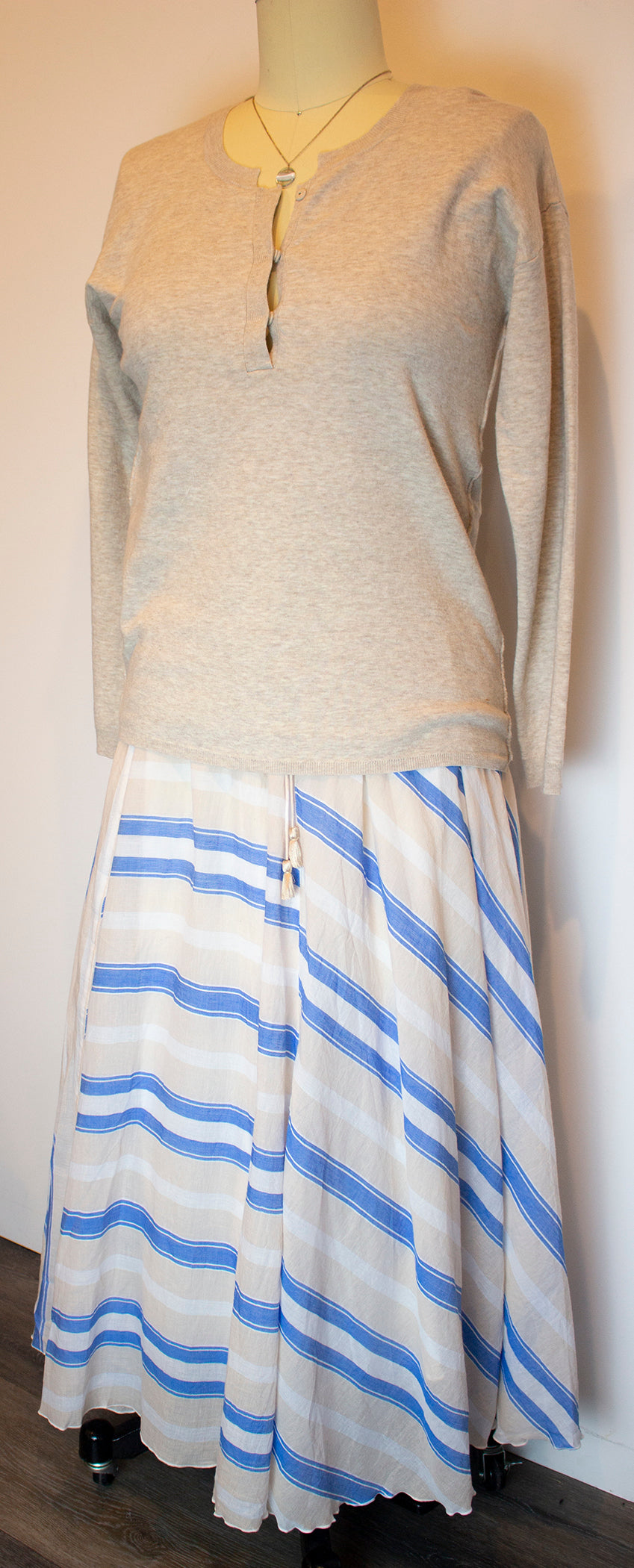 Ne Quittez Pas Voile Blue Stripe Skirt