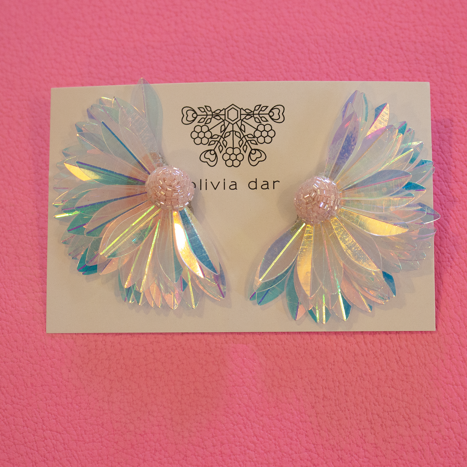 Olivia Dar Marguerite Pink earring pair