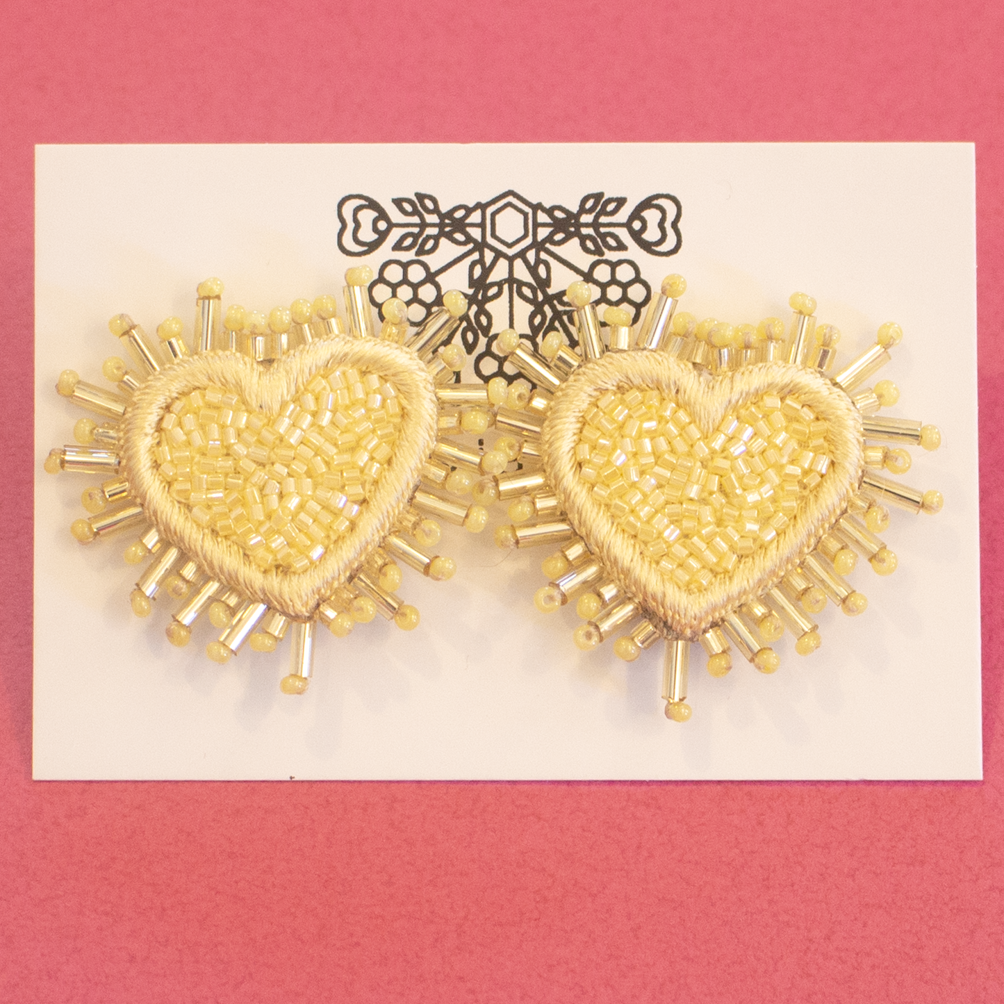 Olivia Dar Sparkle Heart Bead Earring pair in Sand