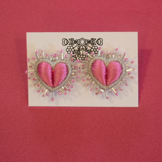 Olivia Dar Sparkle Heart Silk Earring pair