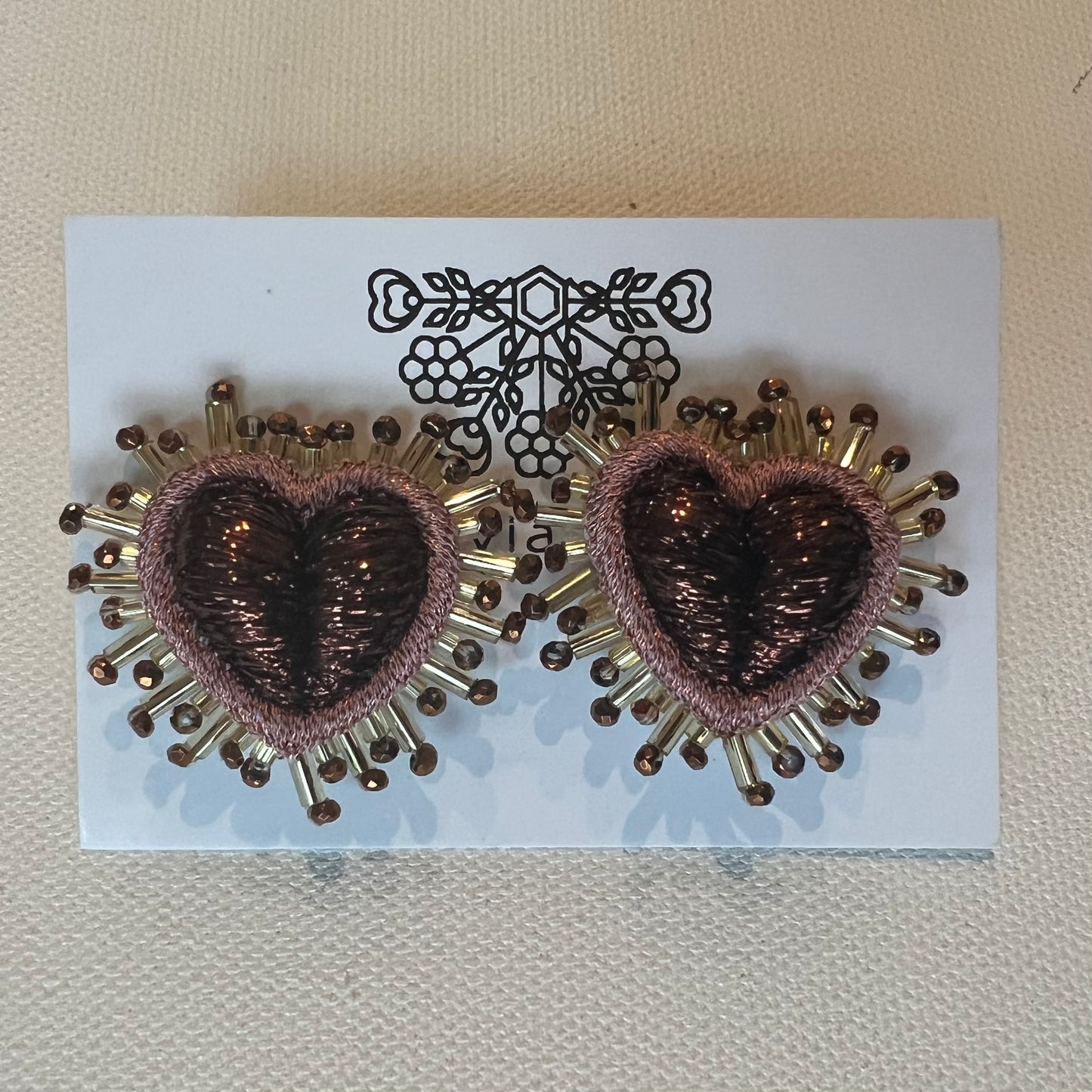 Olivia Dar earring pair - Sparkle Heart Bronze