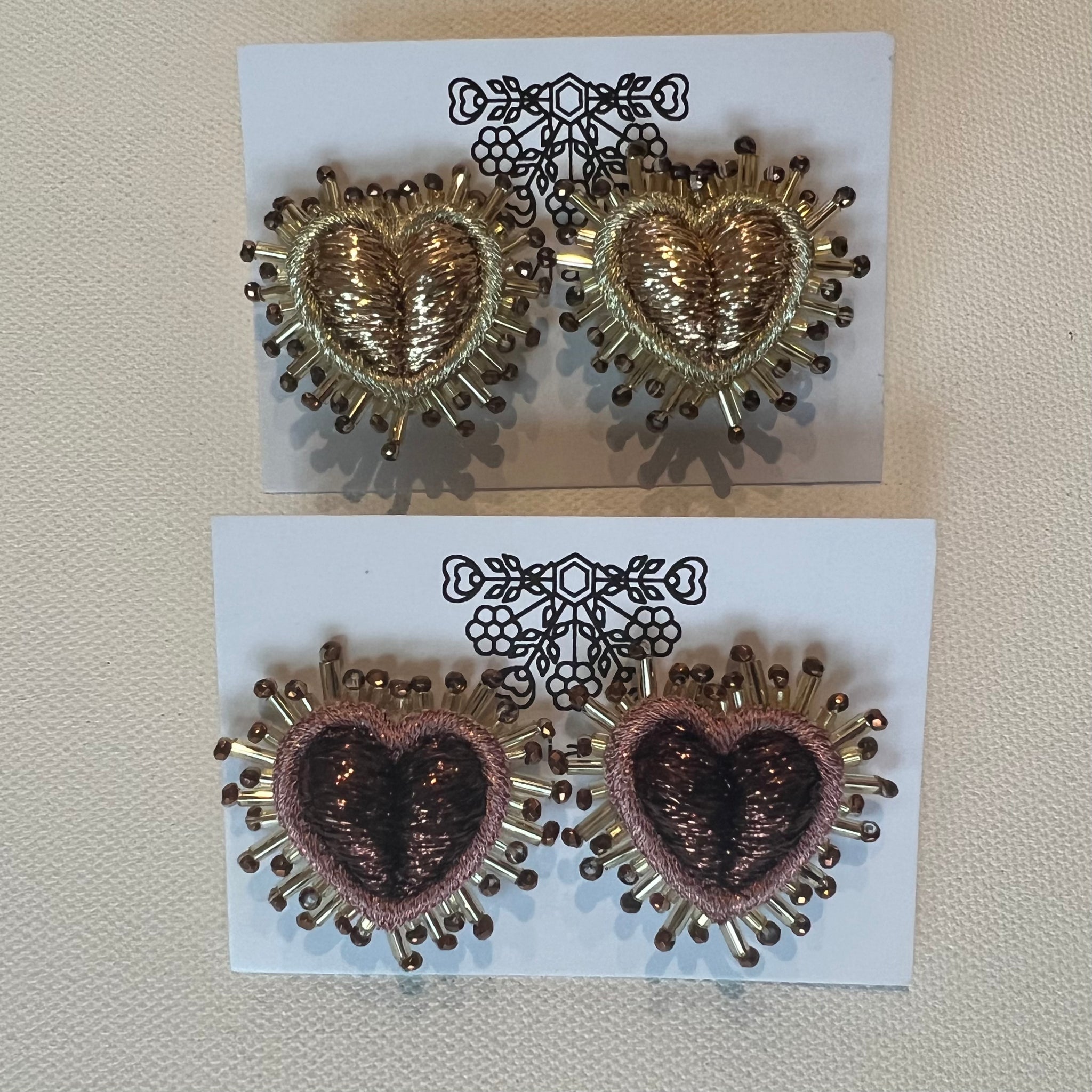 Olivia Dar earring pair - Sparkle Heart Bronze